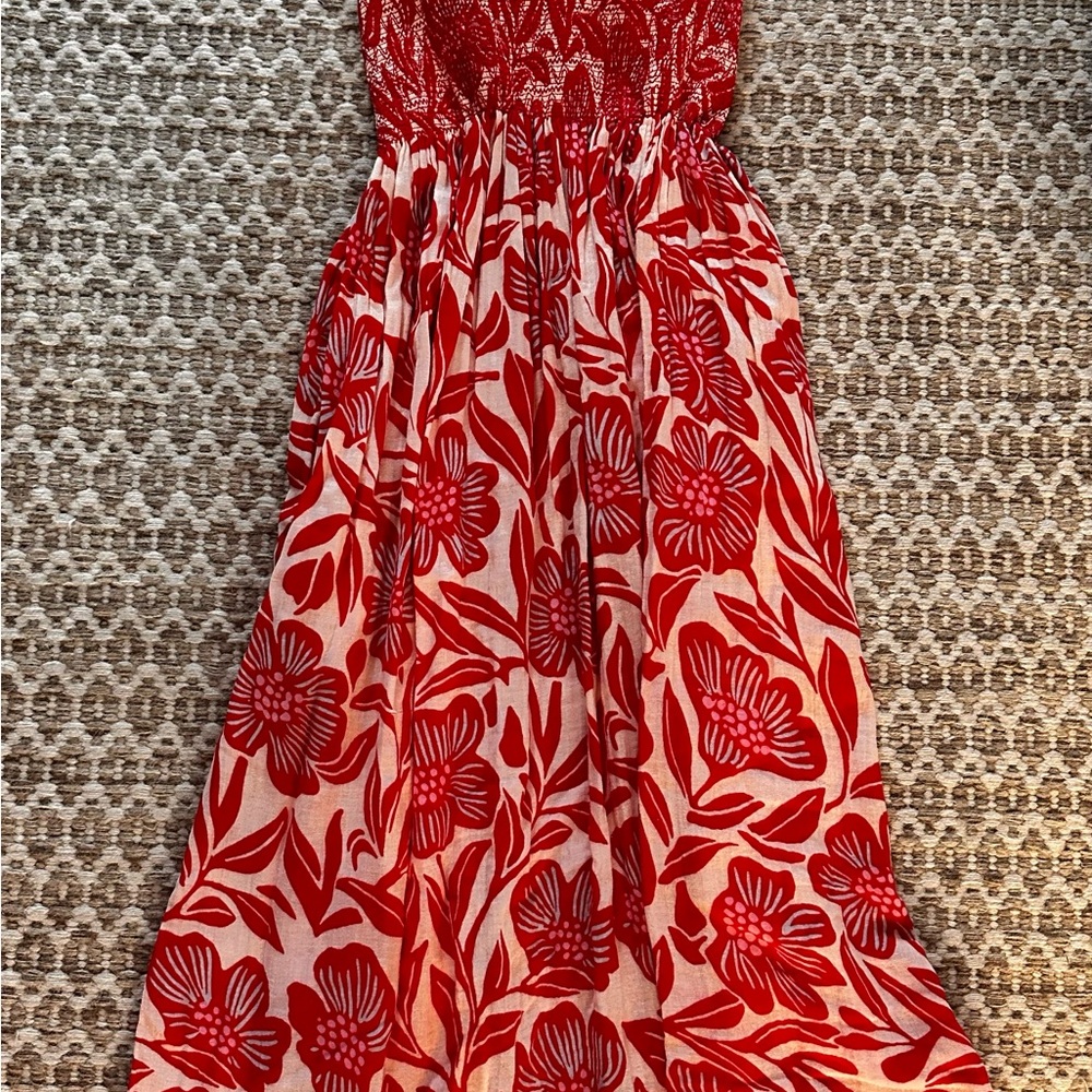 Free People Red and White Floral Dress